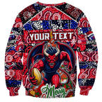 Custom Demons Rugby Merry Christmas Sweatshirt Indigenous Australian Art