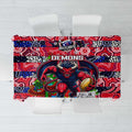 Demons Football Merry Christmas Tablecloth Indigenous Australian Art