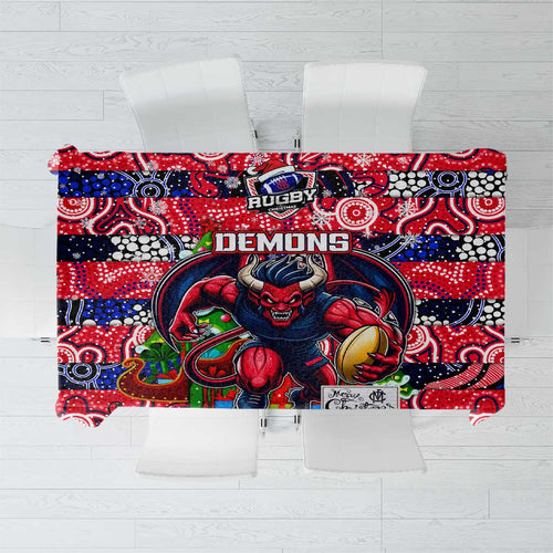 Demons Football Merry Christmas Tablecloth Indigenous Australian Art