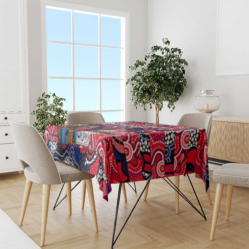 Demons Football Merry Christmas Tablecloth Indigenous Australian Art