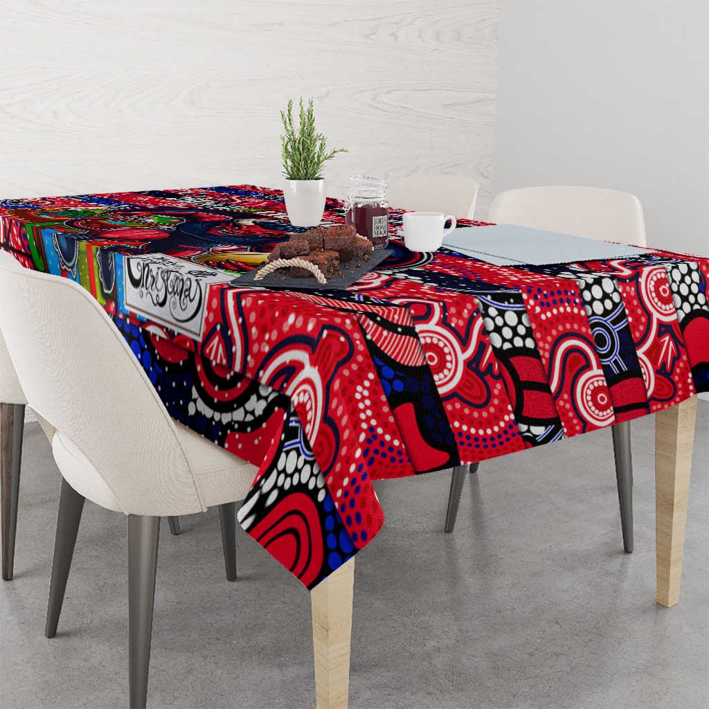 Demons Football Merry Christmas Tablecloth Indigenous Australian Art