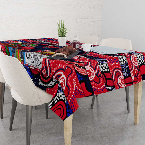 Demons Football Merry Christmas Tablecloth Indigenous Australian Art