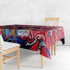 Demons Football Merry Christmas Tablecloth Indigenous Australian Art
