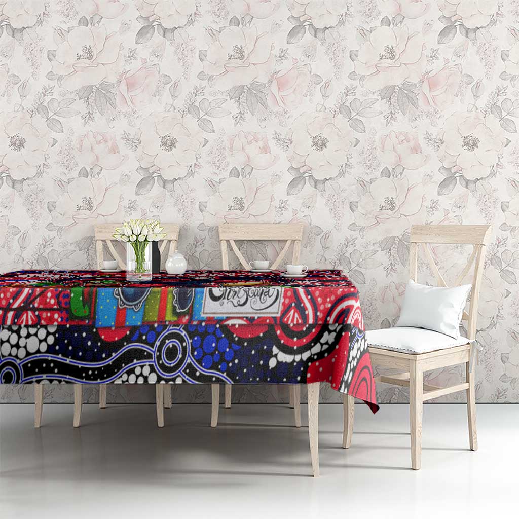 Demons Football Merry Christmas Tablecloth Indigenous Australian Art