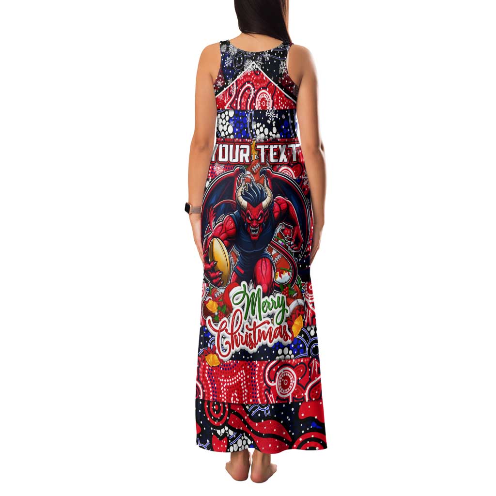Custom Demons Rugby Merry Christmas Tank Maxi Dress Indigenous Australian Art