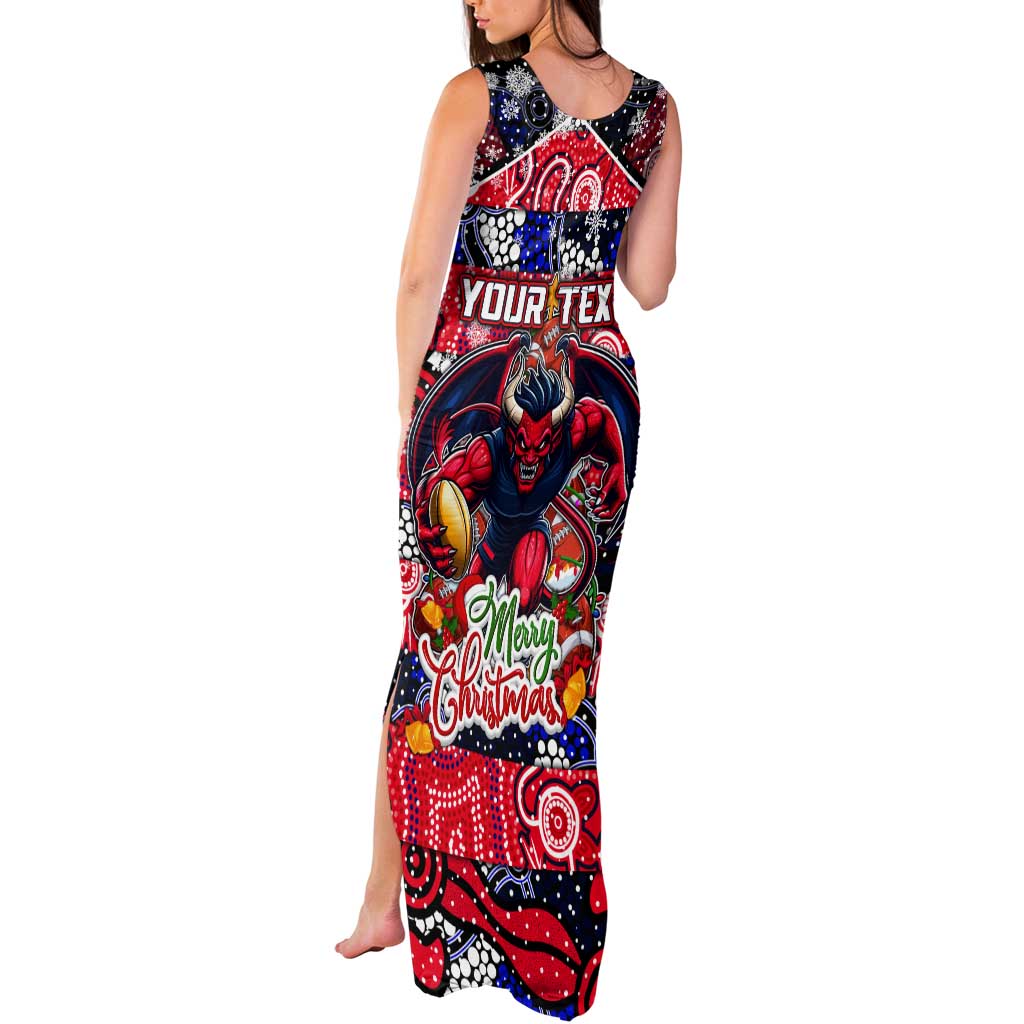 Custom Demons Rugby Merry Christmas Tank Maxi Dress Indigenous Australian Art