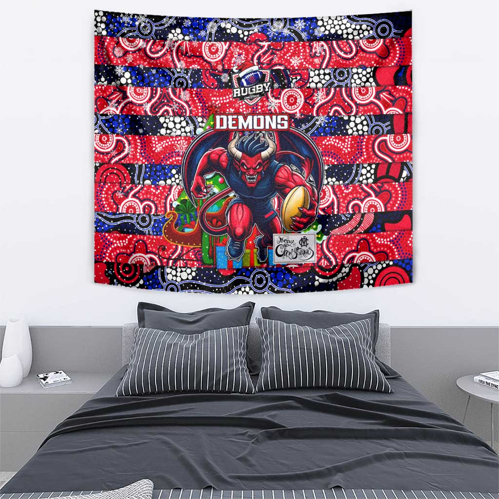 Demons Football Merry Christmas Tapestry Indigenous Australian Art