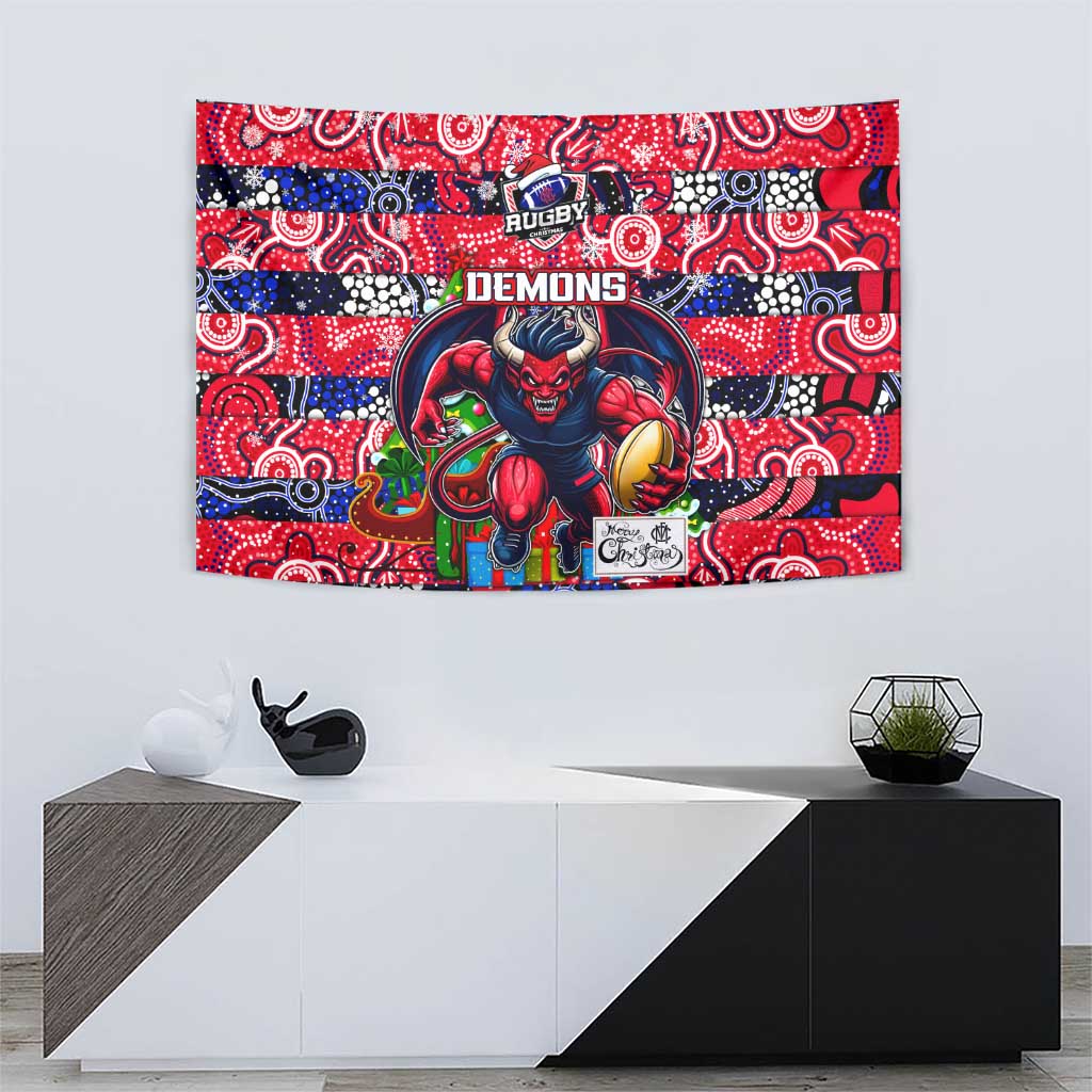 Demons Football Merry Christmas Tapestry Indigenous Australian Art