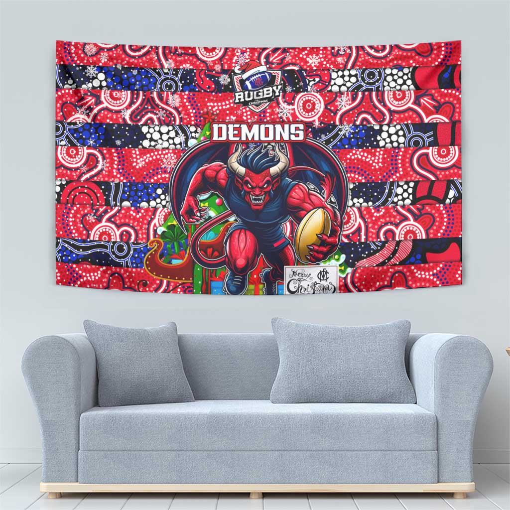 Demons Football Merry Christmas Tapestry Indigenous Australian Art