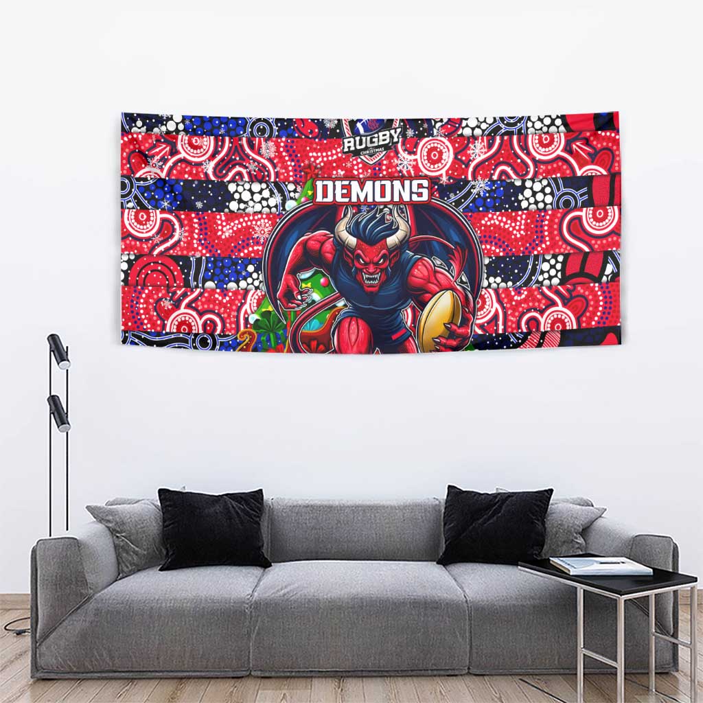 Demons Football Merry Christmas Tapestry Indigenous Australian Art