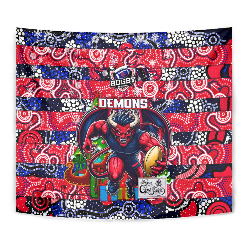 Demons Football Merry Christmas Tapestry Indigenous Australian Art