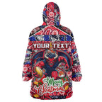 Custom Demons Rugby Merry Christmas Wearable Blanket Hoodie Indigenous Australian Art