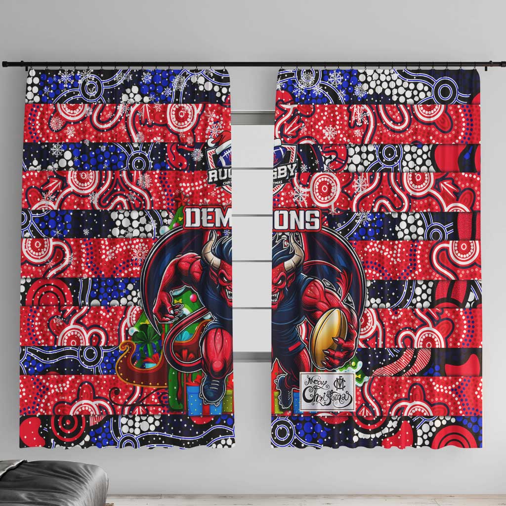 Demons Football Merry Christmas Window Curtain Indigenous Australian Art