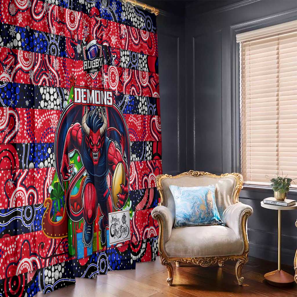 Demons Football Merry Christmas Window Curtain Indigenous Australian Art