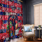 Demons Football Merry Christmas Window Curtain Indigenous Australian Art