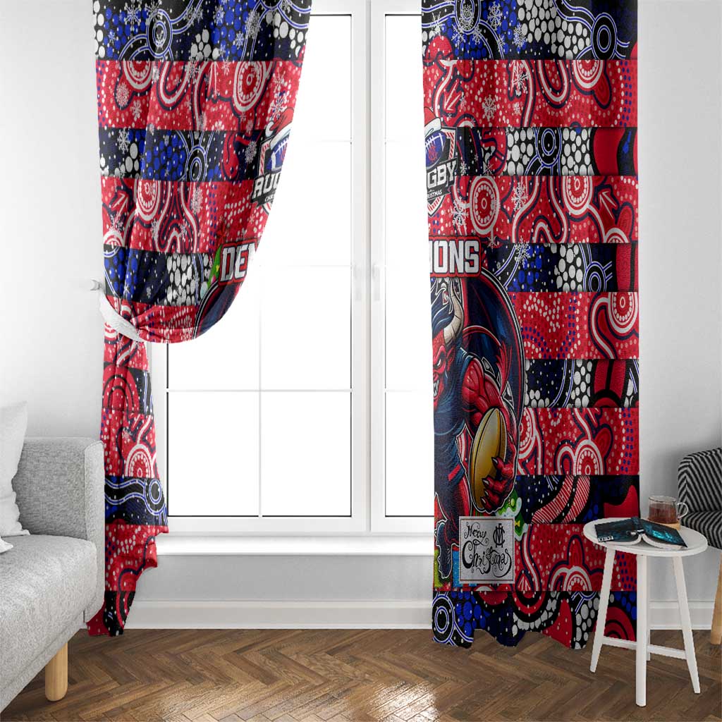 Demons Football Merry Christmas Window Curtain Indigenous Australian Art