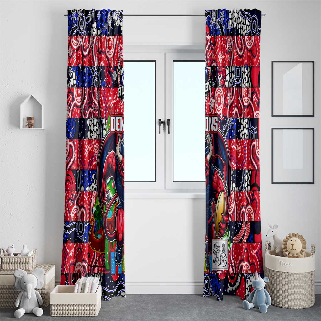 Demons Football Merry Christmas Window Curtain Indigenous Australian Art