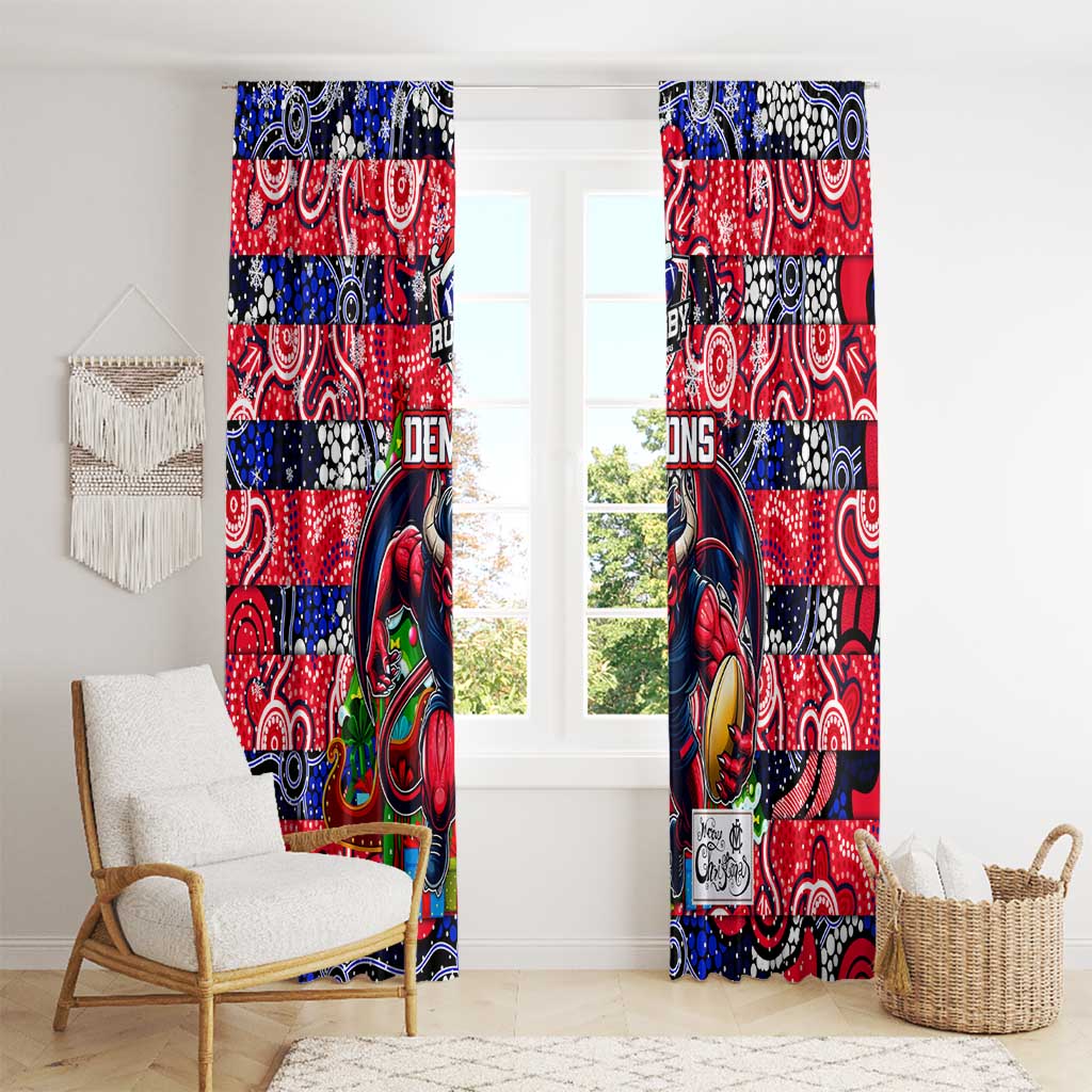Demons Football Merry Christmas Window Curtain Indigenous Australian Art