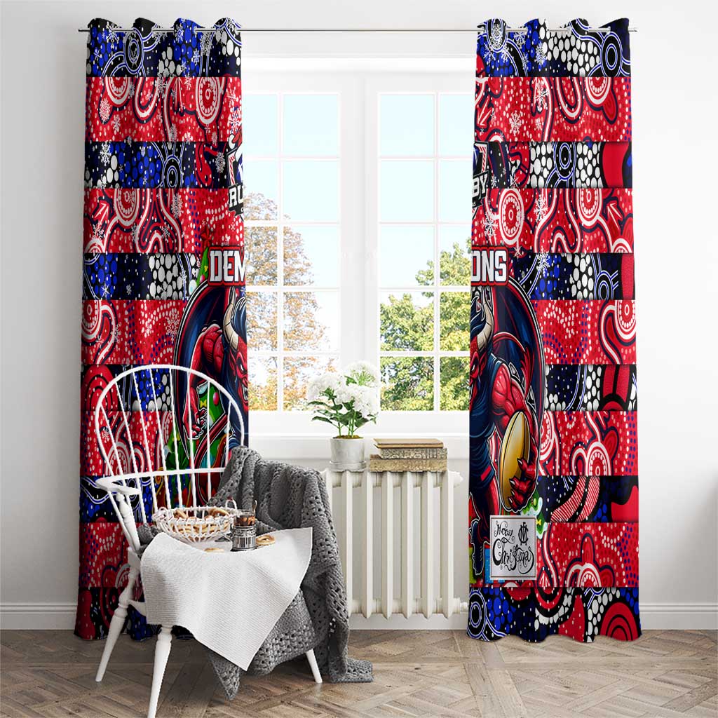 Demons Football Merry Christmas Window Curtain Indigenous Australian Art