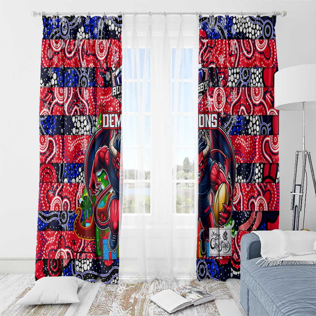 Demons Football Merry Christmas Window Curtain Indigenous Australian Art