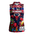 Custom Demons Rugby Merry Christmas Women Sleeveless Polo Shirt Indigenous Australian Art