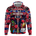 Custom Demons Rugby Merry Christmas Zip Hoodie Indigenous Australian Art