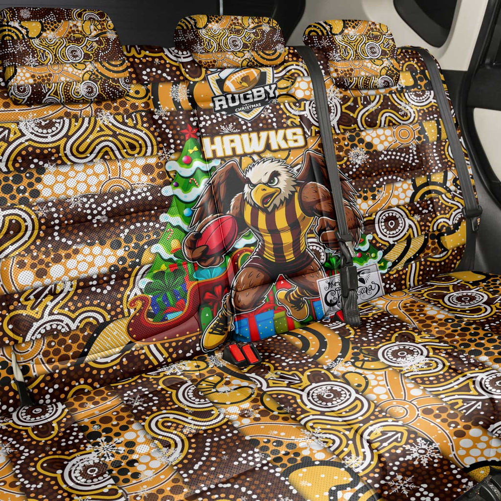 Hawks Football Merry Christmas Back Car Seat Cover Indigenous Australian Art