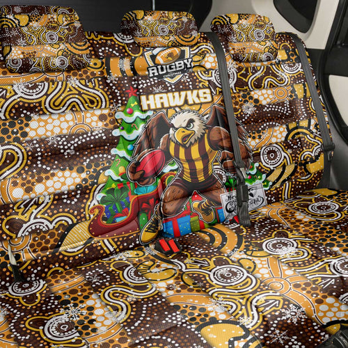 Hawks Football Merry Christmas Back Car Seat Cover Indigenous Australian Art