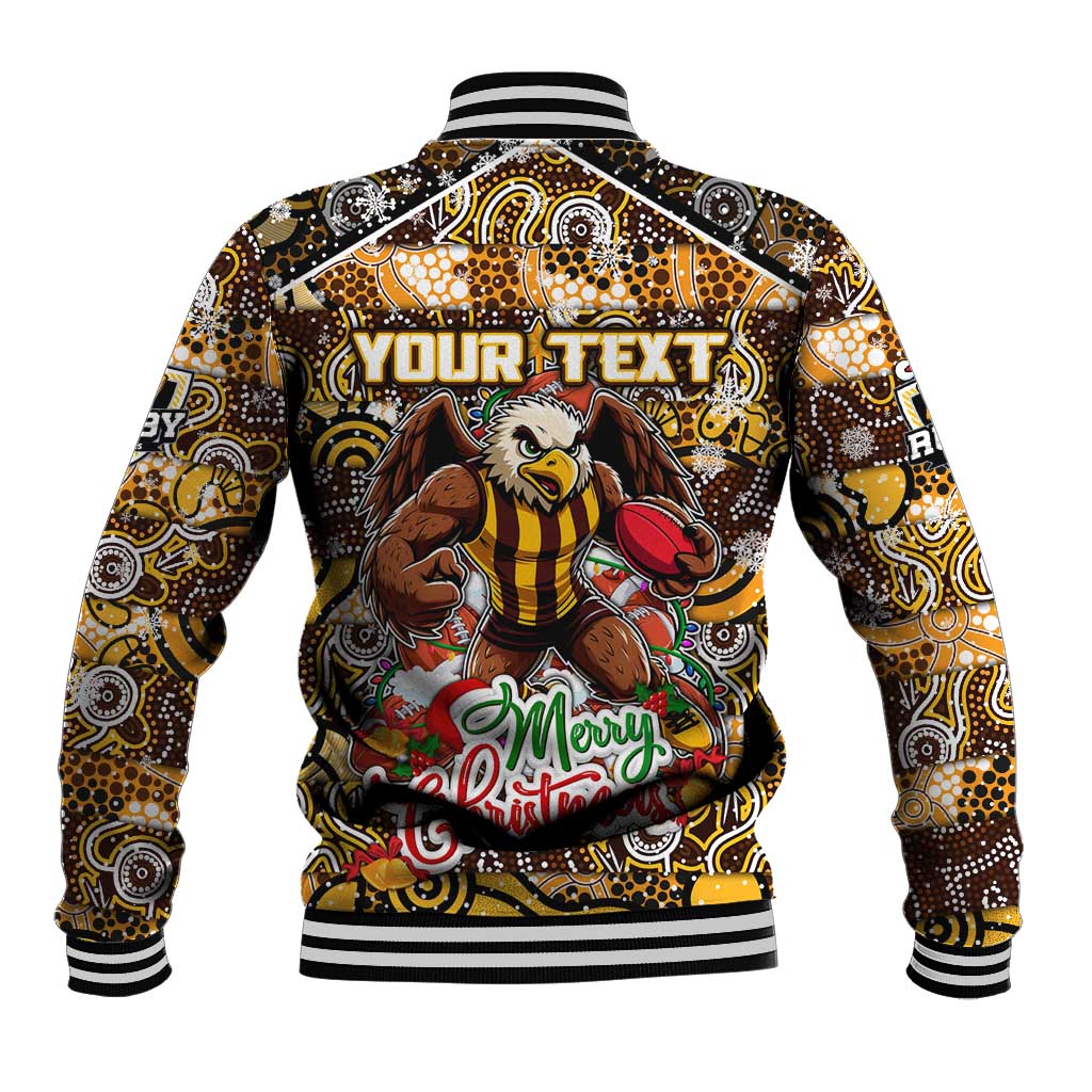 Custom Hawks Rugby Merry Christmas Baseball Jacket Indigenous Australian Art