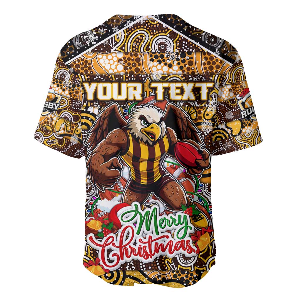 Custom Hawks Rugby Merry Christmas Baseball Jersey Indigenous Australian Art