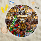 Hawks Football Merry Christmas Beach Blanket Indigenous Australian Art