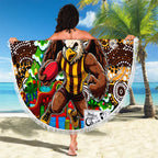 Hawks Football Merry Christmas Beach Blanket Indigenous Australian Art