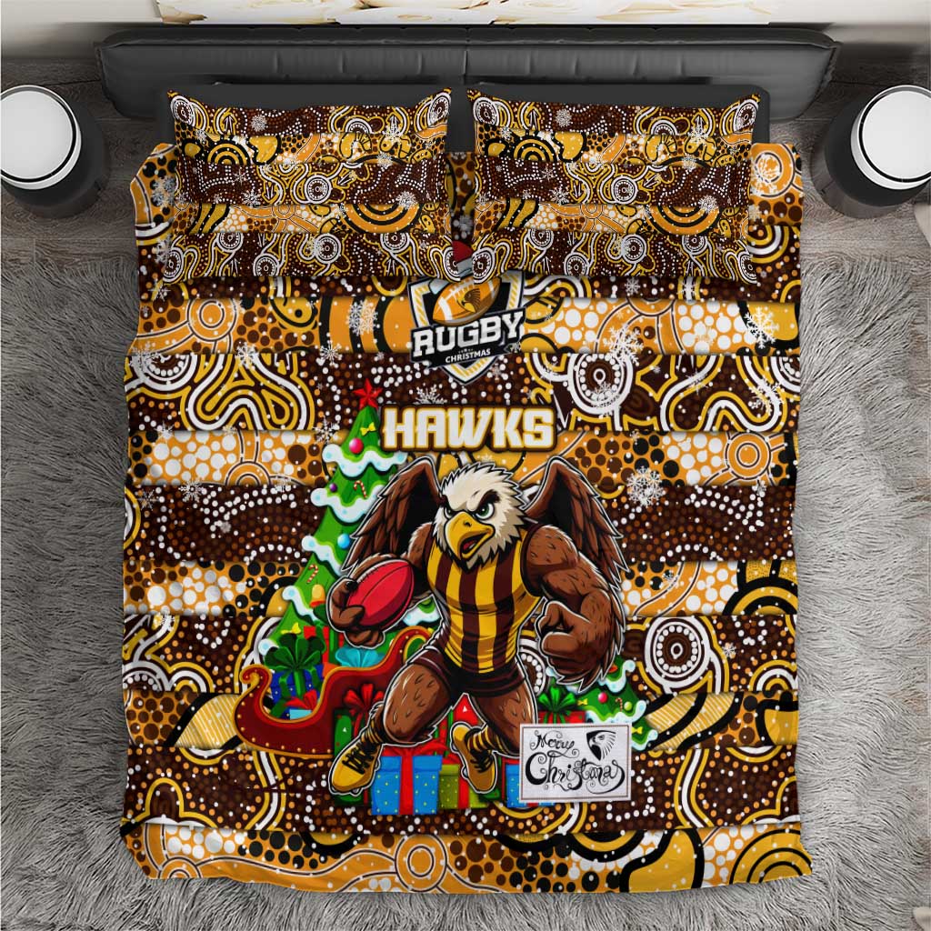 Hawks Football Merry Christmas Bedding Set Indigenous Australian Art