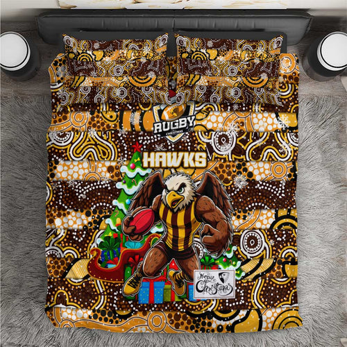 Hawks Football Merry Christmas Bedding Set Indigenous Australian Art