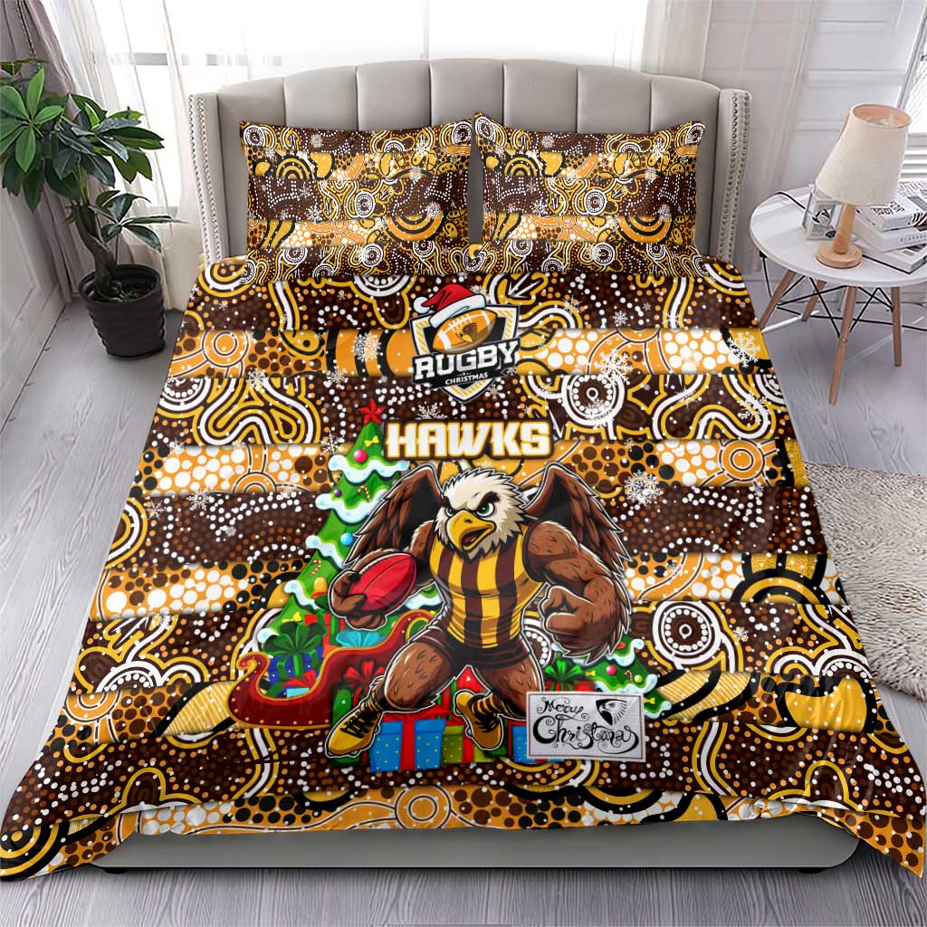 Hawks Football Merry Christmas Bedding Set Indigenous Australian Art