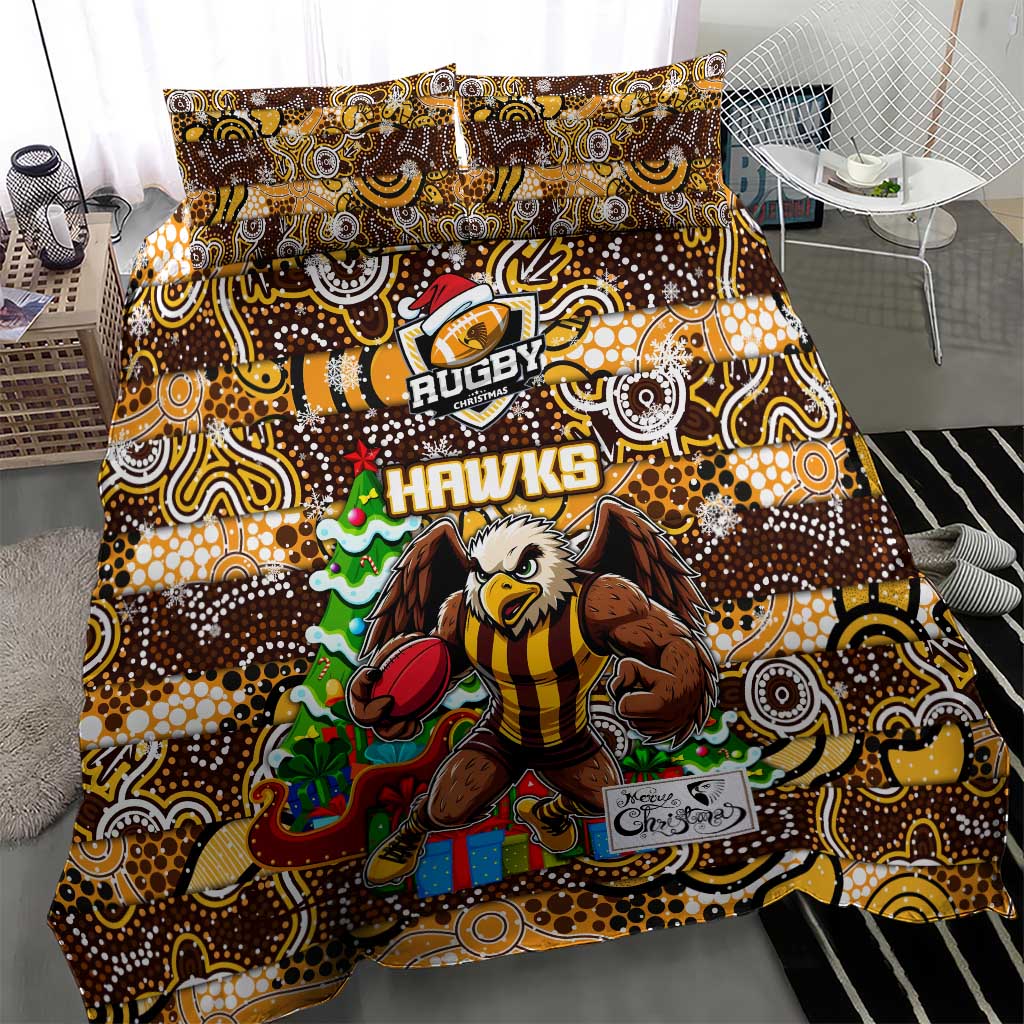Hawks Football Merry Christmas Bedding Set Indigenous Australian Art