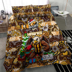 Hawks Football Merry Christmas Bedding Set Indigenous Australian Art