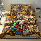 Hawks Football Merry Christmas Bedding Set Indigenous Australian Art