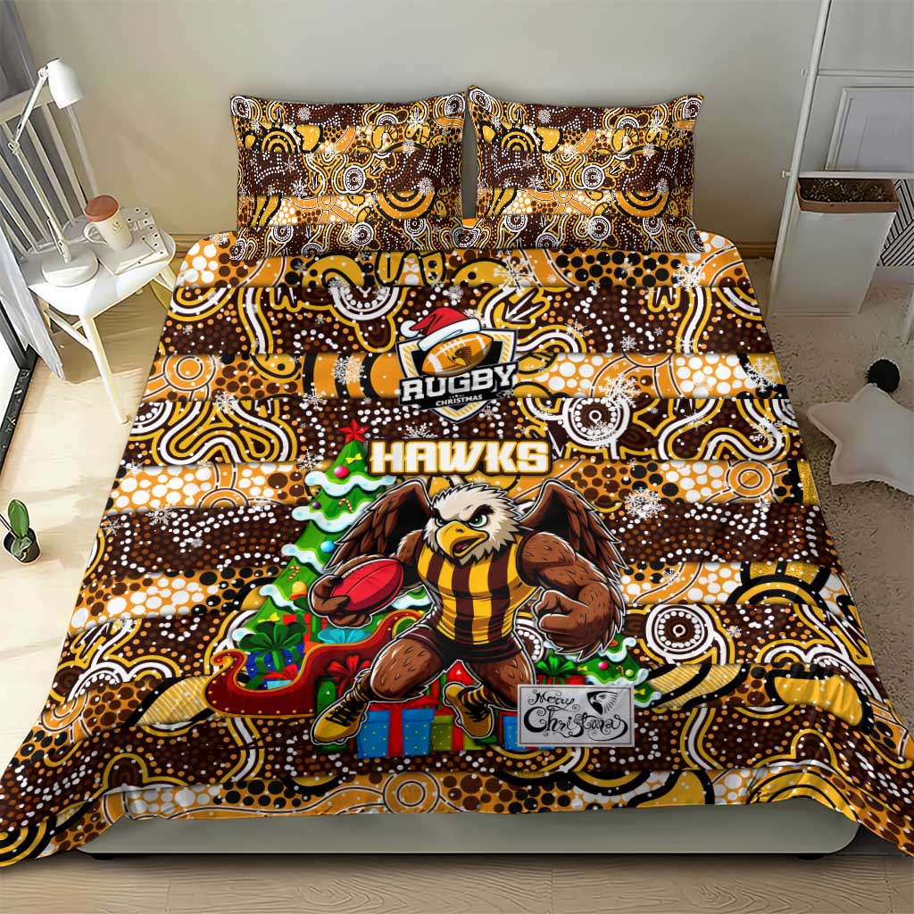 Hawks Football Merry Christmas Bedding Set Indigenous Australian Art