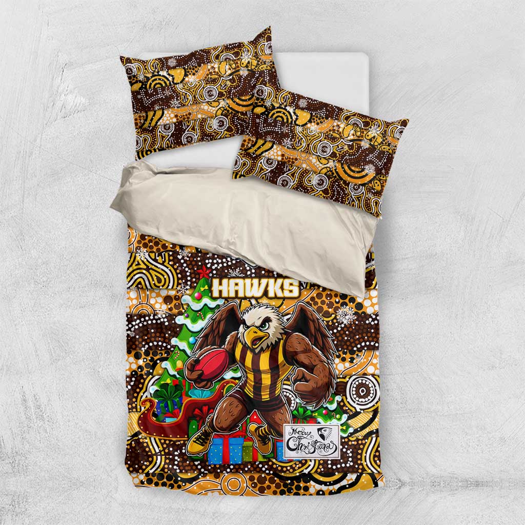 Hawks Football Merry Christmas Bedding Set Indigenous Australian Art