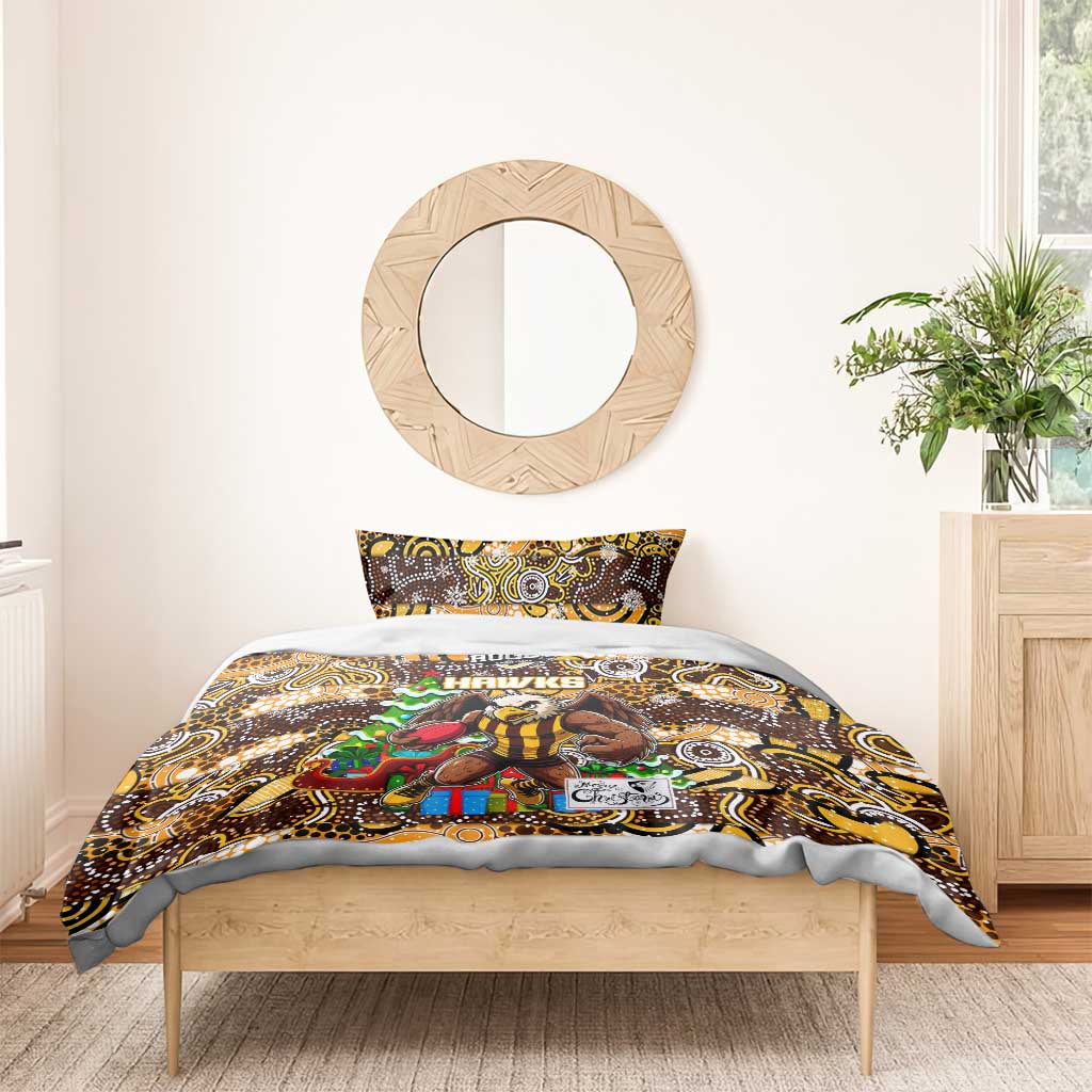 Hawks Football Merry Christmas Bedding Set Indigenous Australian Art