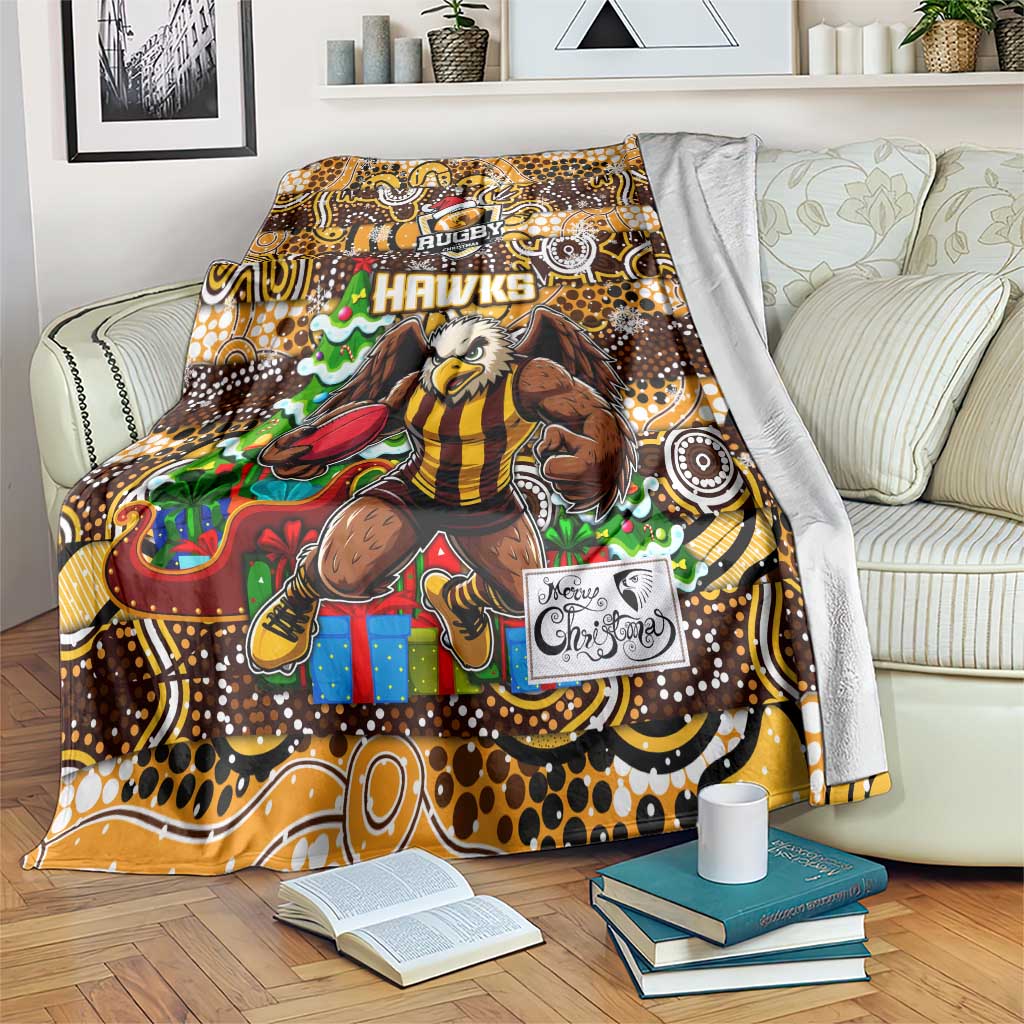 Hawks Football Merry Christmas Blanket Indigenous Australian Art