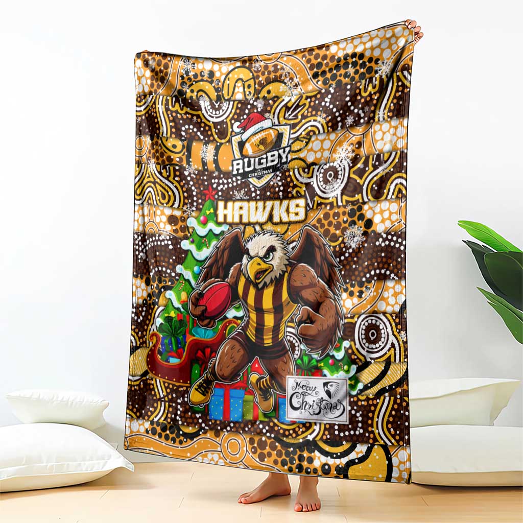 Hawks Football Merry Christmas Blanket Indigenous Australian Art