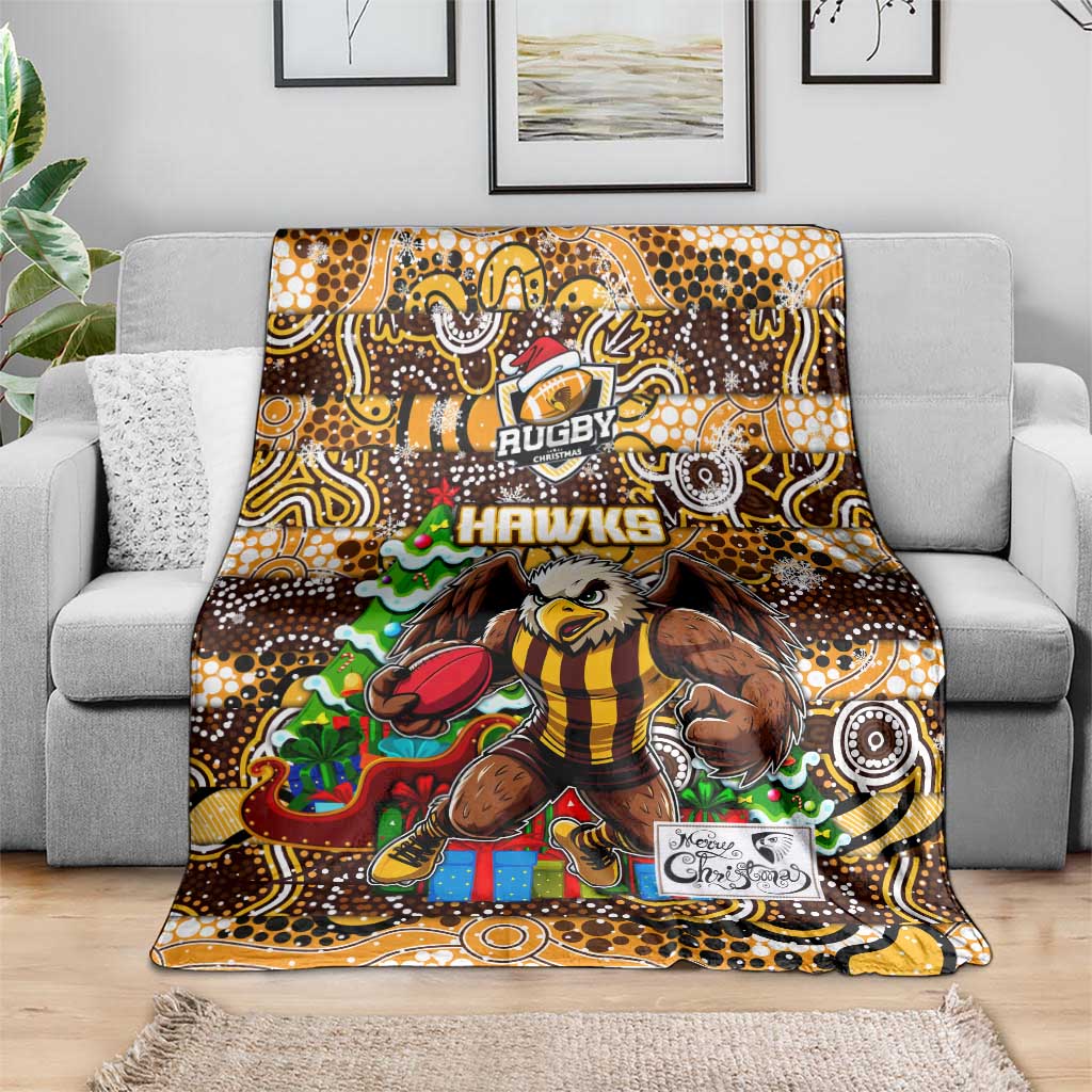 Hawks Football Merry Christmas Blanket Indigenous Australian Art