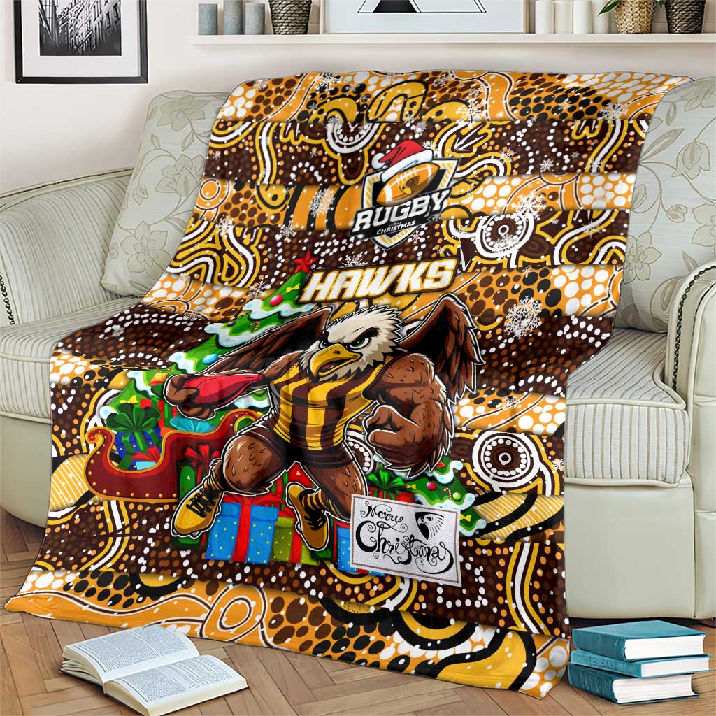 Hawks Football Merry Christmas Blanket Indigenous Australian Art