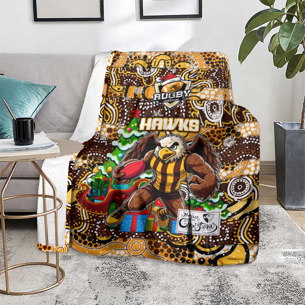 Hawks Football Merry Christmas Blanket Indigenous Australian Art