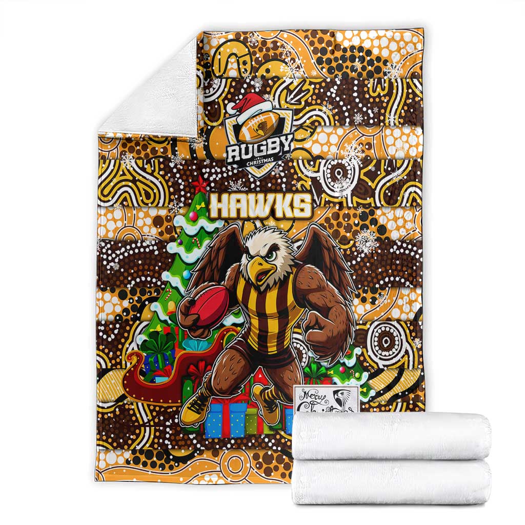 Hawks Football Merry Christmas Blanket Indigenous Australian Art