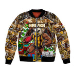 Custom Hawks Rugby Merry Christmas Bomber Jacket Indigenous Australian Art