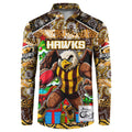 Custom Hawks Rugby Merry Christmas Button Sweatshirt Indigenous Australian Art