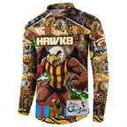 Custom Hawks Rugby Merry Christmas Button Sweatshirt Indigenous Australian Art